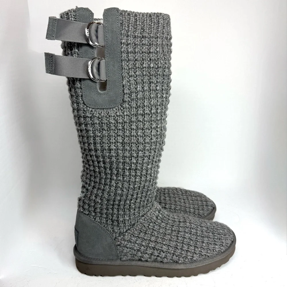 Ugg Classic Solene Tall Gray Knit‎ Women's Boots Women’s Size 8